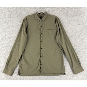 Lululemon Button Down Shirt Mens Large Olive Green Long Sleeve Technical Pocket